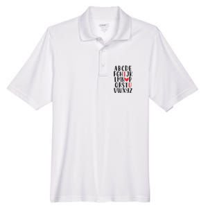 Abc Alphabet I Love You English Teacher Valentines Day Gift Men's Origin Performance Pique Polo