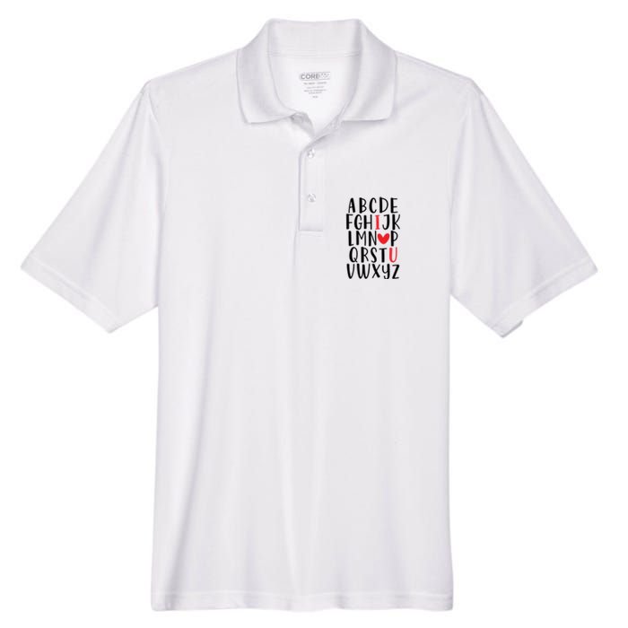 Abc Alphabet I Love You English Teacher Valentines Day Gift Men's Origin Performance Pique Polo