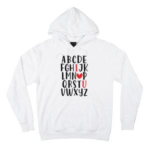 Abc Alphabet I Love You English Teacher Valentines Day Gift Hoodie