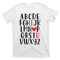 Abc Alphabet I Love You English Teacher Valentines Day Gift T-Shirt