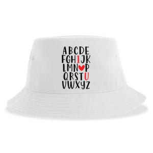 Abc Alphabet I Love You English Teacher Valentines Day Gift Sustainable Bucket Hat