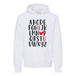 Abc Alphabet I Love You English Teacher Valentines Day Gift Premium Hoodie