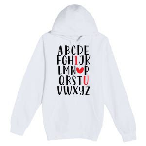 Abc Alphabet I Love You English Teacher Valentines Day Gift Premium Pullover Hoodie