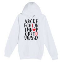 Abc Alphabet I Love You English Teacher Valentines Day Gift Premium Pullover Hoodie