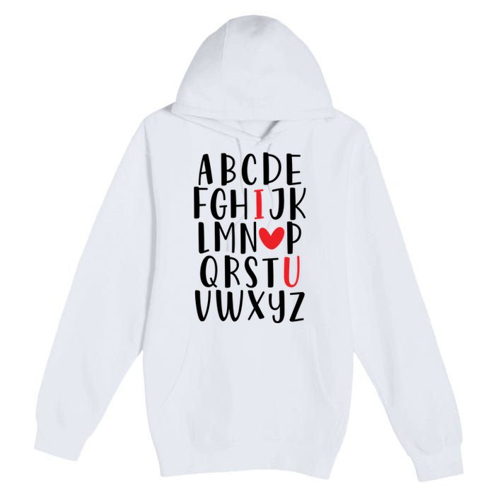 Abc Alphabet I Love You English Teacher Valentines Day Gift Premium Pullover Hoodie