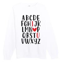 Abc Alphabet I Love You English Teacher Valentines Day Gift Premium Crewneck Sweatshirt