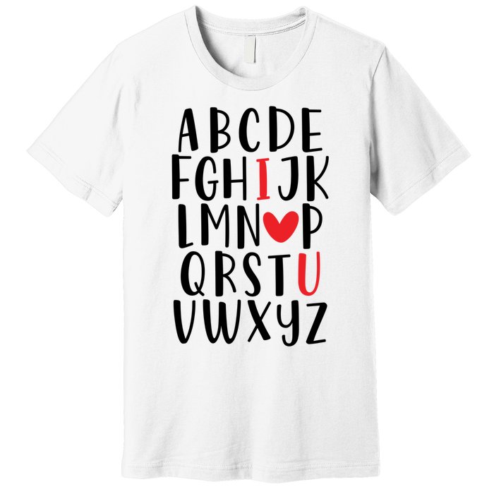 Abc Alphabet I Love You English Teacher Valentines Day Gift Premium T-Shirt