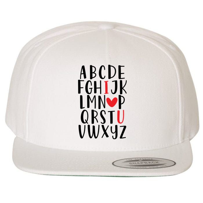 Abc Alphabet I Love You English Teacher Valentines Day Gift Wool Snapback Cap