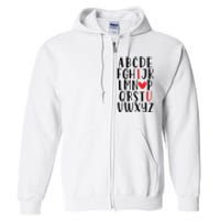 Abc Alphabet I Love You English Teacher Valentines Day Gift Full Zip Hoodie