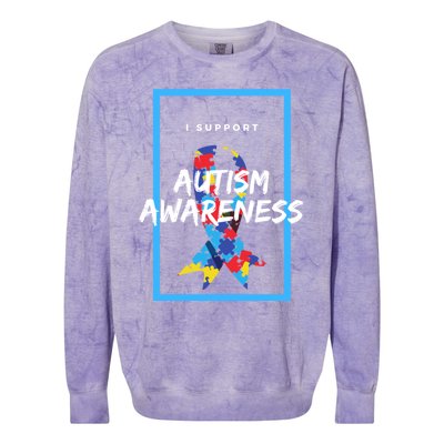 Autism Awareness I Support Autism Awareness Choose Kind Great Gift Colorblast Crewneck Sweatshirt