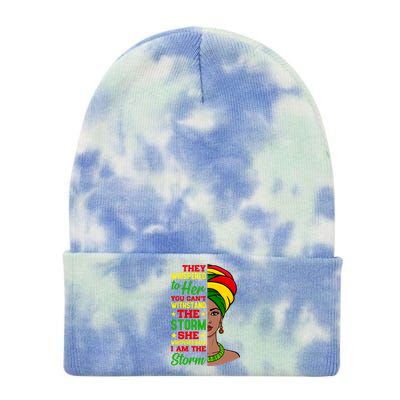 African Afro I Am The Storm Black History Month Juneteenth Gift Tie Dye 12in Knit Beanie