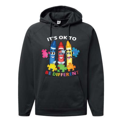 Autism Awareness It's Ok To Be Different Autistic Be Unique Performance Fleece Hoodie