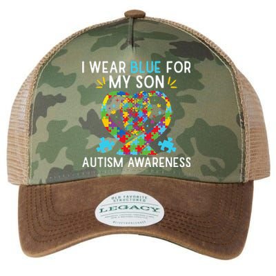 Autism Awareness I Wear Blue For My Son Legacy Tie Dye Trucker Hat