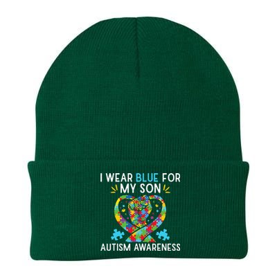 Autism Awareness I Wear Blue For My Son Knit Cap Winter Beanie