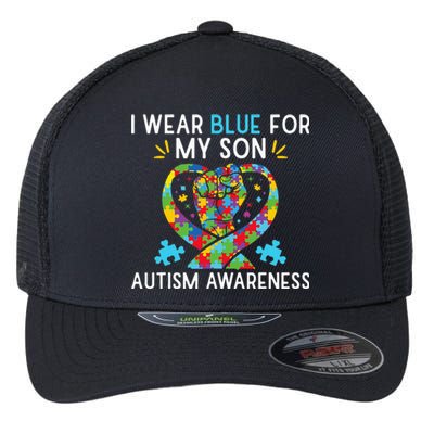 Autism Awareness I Wear Blue For My Son Flexfit Unipanel Trucker Cap