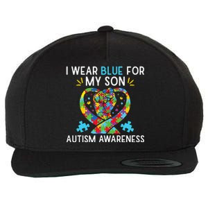 Autism Awareness I Wear Blue For My Son Wool Snapback Cap