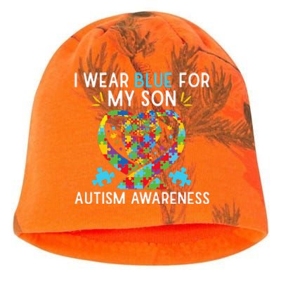 Autism Awareness I Wear Blue For My Son Kati - Camo Knit Beanie