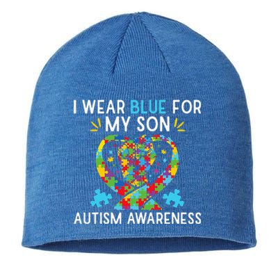 Autism Awareness I Wear Blue For My Son Sustainable Beanie