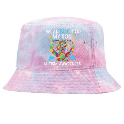 Autism Awareness I Wear Blue For My Son Tie-Dyed Bucket Hat