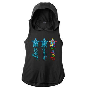 Autism Awareness Its Ok To Be Autism Different Turtle Cute Gift Ladies PosiCharge Tri-Blend Wicking Draft Hoodie Tank