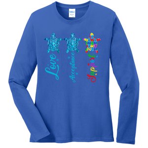 Autism Awareness Its Ok To Be Autism Different Turtle Cute Gift Ladies Long Sleeve Shirt