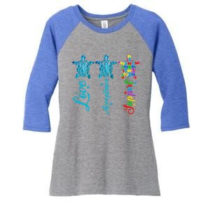 Autism Awareness Its Ok To Be Autism Different Turtle Cute Gift Women's Tri-Blend 3/4-Sleeve Raglan Shirt