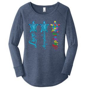 Autism Awareness Its Ok To Be Autism Different Turtle Cute Gift Women's Perfect Tri Tunic Long Sleeve Shirt