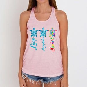 Autism Awareness Its Ok To Be Autism Different Turtle Cute Gift Women's Knotted Racerback Tank