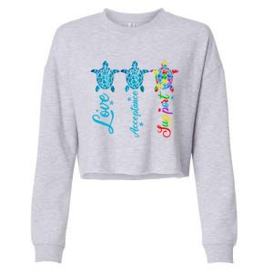 Autism Awareness Its Ok To Be Autism Different Turtle Cute Gift Cropped Pullover Crew