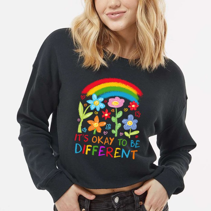 Autism Awareness ItS Ok To Be Different Cropped Pullover Crew