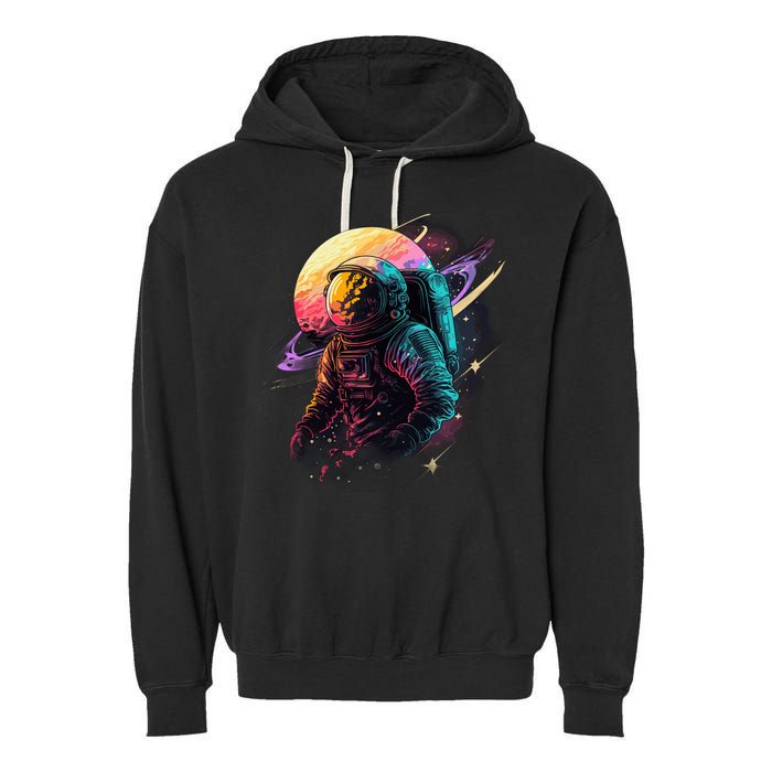 An Astronaut In Outer Space Garment-Dyed Fleece Hoodie