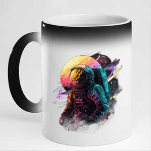 An Astronaut In Outer Space 11oz Black Color Changing Mug