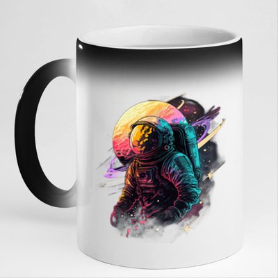 An Astronaut In Outer Space 11oz Black Color Changing Mug