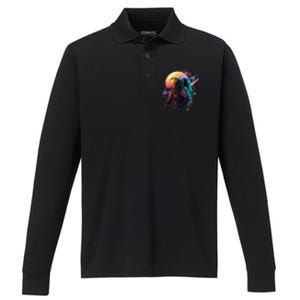 An Astronaut In Outer Space Performance Long Sleeve Polo