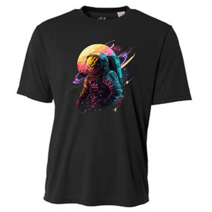 An Astronaut In Outer Space Cooling Performance Crew T-Shirt