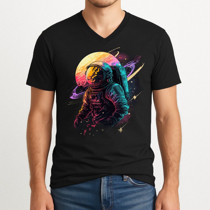 An Astronaut In Outer Space V-Neck T-Shirt