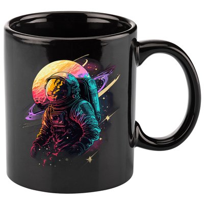 An Astronaut In Outer Space 11oz C Handle Ceramic Mug