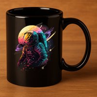 An Astronaut In Outer Space 11oz C Handle Ceramic Mug