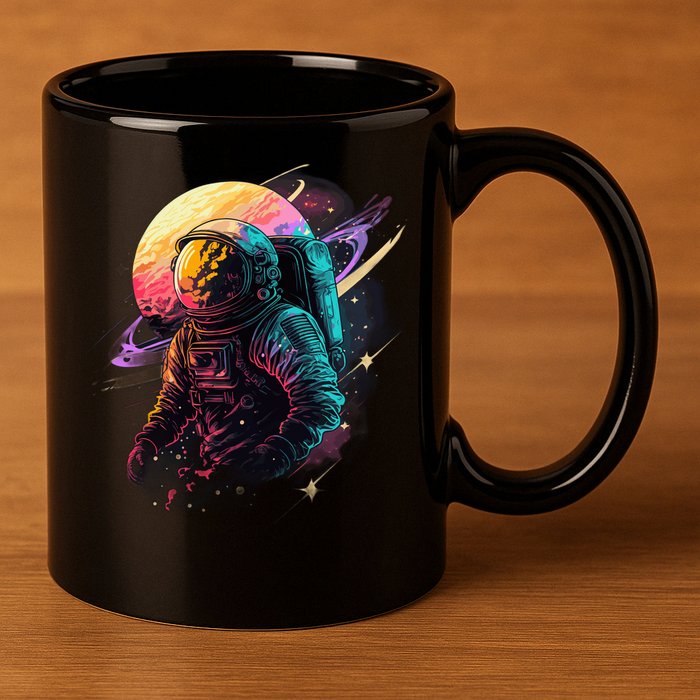 An Astronaut In Outer Space 11oz C Handle Ceramic Mug