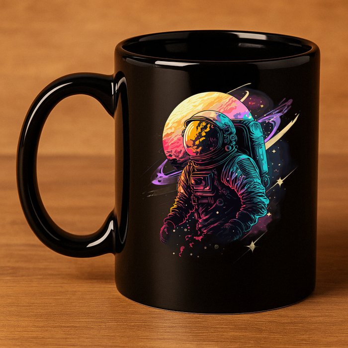An Astronaut In Outer Space 11oz C Handle Ceramic Mug