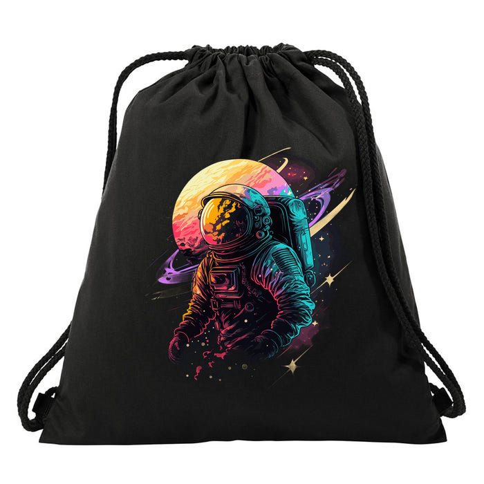 An Astronaut In Outer Space Drawstring Bag
