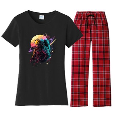 An Astronaut In Outer Space Women's Flannel Pajama Set