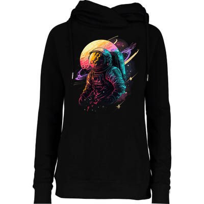 An Astronaut In Outer Space Womens Funnel Neck Pullover Hood