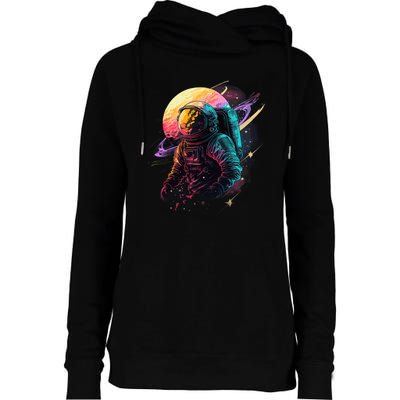 An Astronaut In Outer Space Womens Funnel Neck Pullover Hood