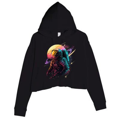 An Astronaut In Outer Space Crop Fleece Hoodie