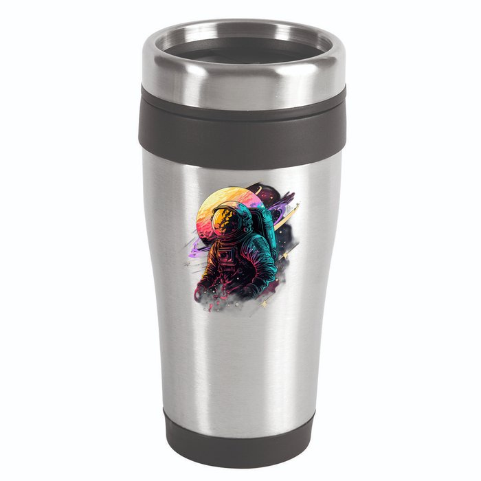 An Astronaut In Outer Space 16oz Travel Tumbler