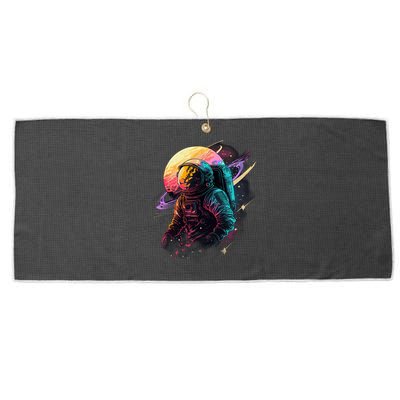 An Astronaut In Outer Space Large Microfiber Waffle Golf Towel