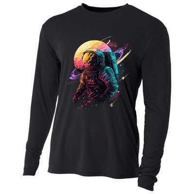 An Astronaut In Outer Space Cooling Performance Long Sleeve Crew