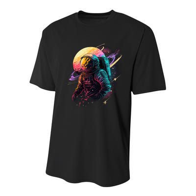 An Astronaut In Outer Space Youth Performance Sprint T-Shirt