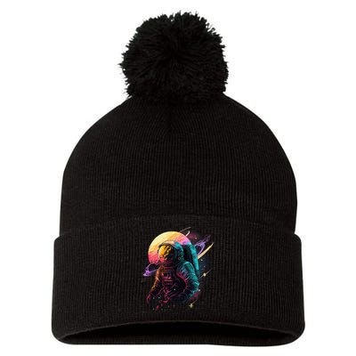 An Astronaut In Outer Space Pom Pom 12in Knit Beanie